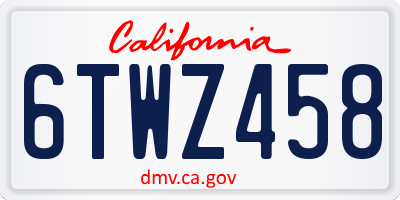 CA license plate 6TWZ458