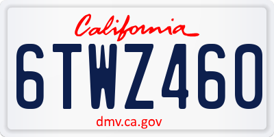 CA license plate 6TWZ460