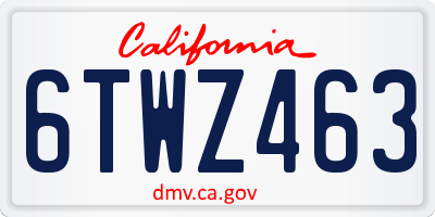 CA license plate 6TWZ463