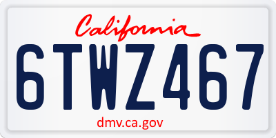 CA license plate 6TWZ467