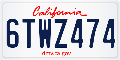 CA license plate 6TWZ474