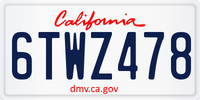 CA license plate 6TWZ478
