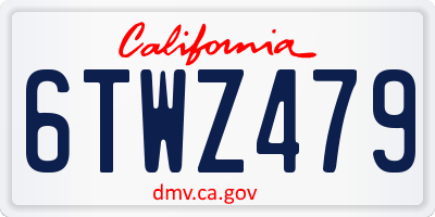 CA license plate 6TWZ479