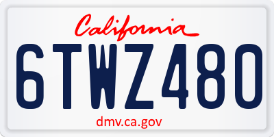 CA license plate 6TWZ480