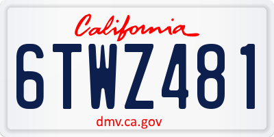 CA license plate 6TWZ481