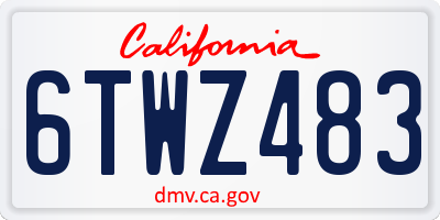 CA license plate 6TWZ483