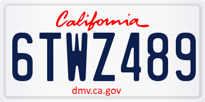 CA license plate 6TWZ489
