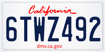 CA license plate 6TWZ492