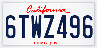 CA license plate 6TWZ496