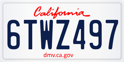 CA license plate 6TWZ497