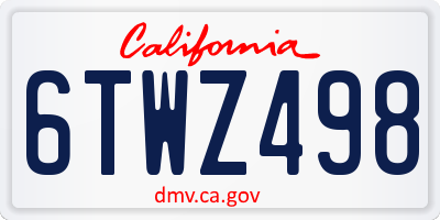 CA license plate 6TWZ498