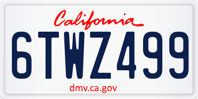 CA license plate 6TWZ499