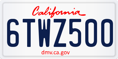 CA license plate 6TWZ500