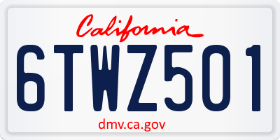 CA license plate 6TWZ501