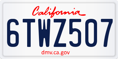 CA license plate 6TWZ507