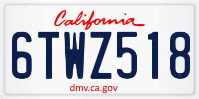 CA license plate 6TWZ518