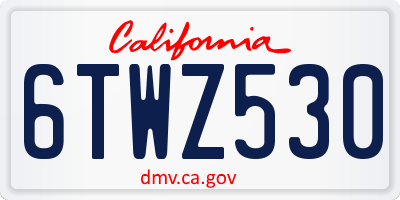 CA license plate 6TWZ530
