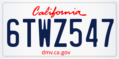 CA license plate 6TWZ547