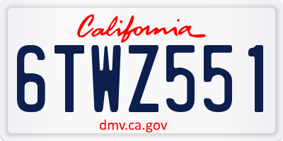 CA license plate 6TWZ551