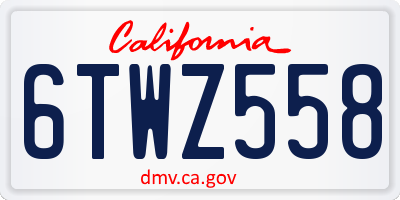 CA license plate 6TWZ558