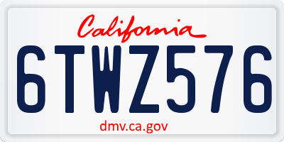 CA license plate 6TWZ576
