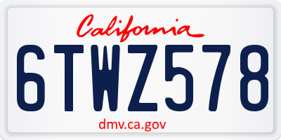 CA license plate 6TWZ578