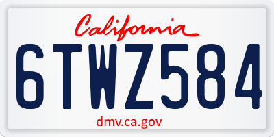 CA license plate 6TWZ584
