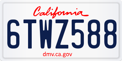 CA license plate 6TWZ588