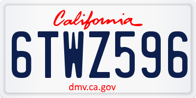 CA license plate 6TWZ596