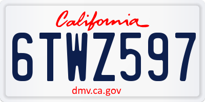 CA license plate 6TWZ597