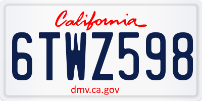 CA license plate 6TWZ598