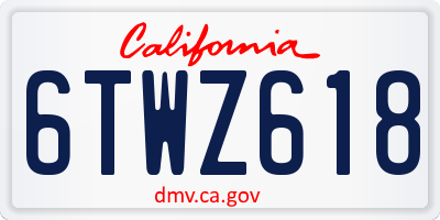 CA license plate 6TWZ618