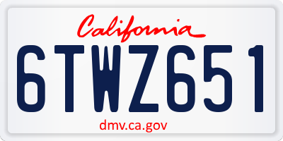 CA license plate 6TWZ651