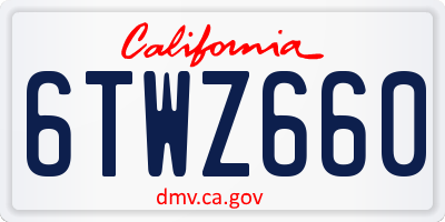 CA license plate 6TWZ660