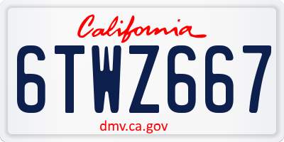 CA license plate 6TWZ667