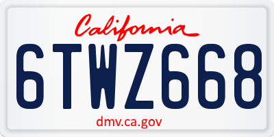 CA license plate 6TWZ668