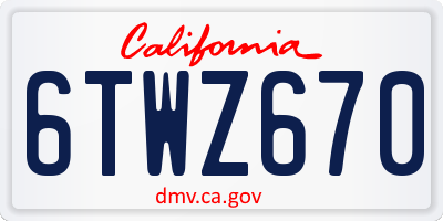 CA license plate 6TWZ670