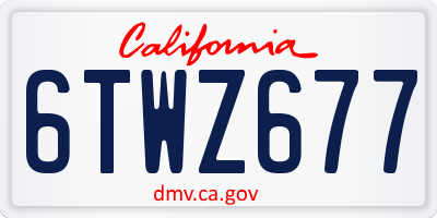 CA license plate 6TWZ677