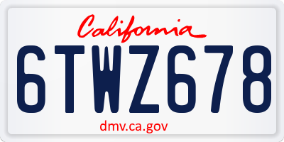 CA license plate 6TWZ678