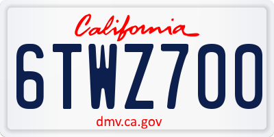 CA license plate 6TWZ700