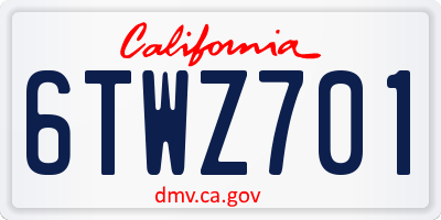 CA license plate 6TWZ701