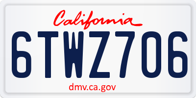 CA license plate 6TWZ706