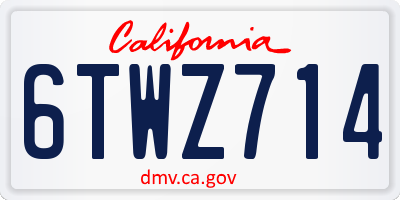 CA license plate 6TWZ714