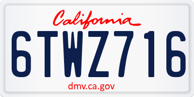 CA license plate 6TWZ716