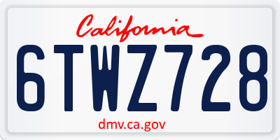 CA license plate 6TWZ728