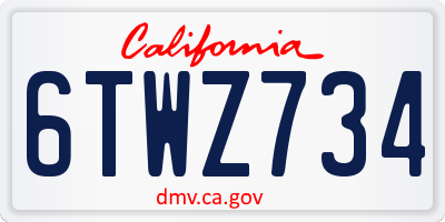 CA license plate 6TWZ734