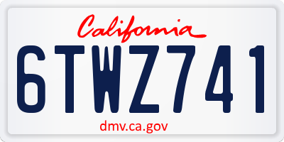 CA license plate 6TWZ741