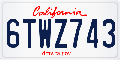 CA license plate 6TWZ743
