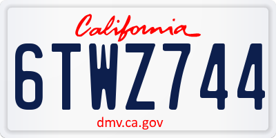 CA license plate 6TWZ744