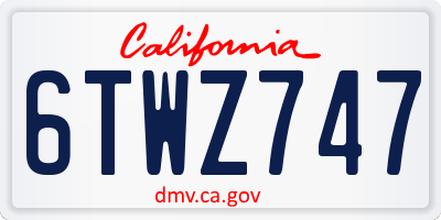 CA license plate 6TWZ747